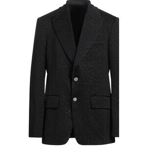 Palm Angels Men's Leopard Two-Button Down Blazer, Black, MSRP $2,320 NWOT 48